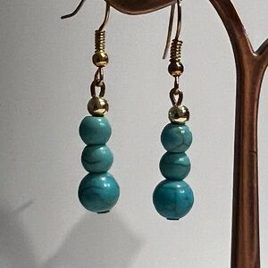 Elegant Turquoise and Gold Dangle Earrings